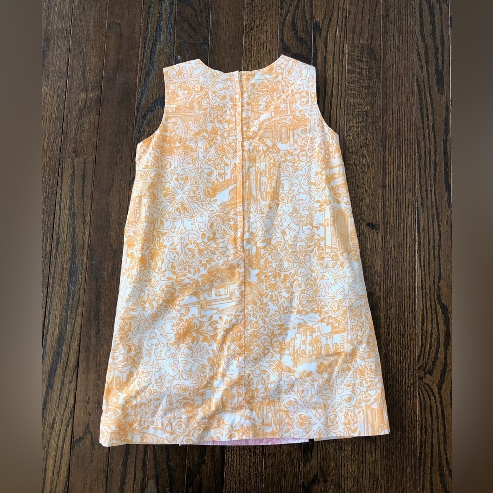 Lilly Pulitzer Jubilee Girls 6 RARE Orange/Pink Floral Toile Shift Dress - EUC! - Picture 9 of 12